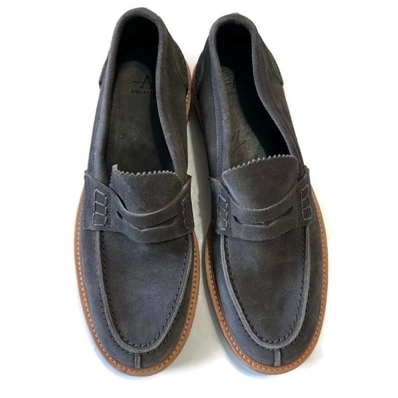 EUC Mens AQUATALIA Ulrich Weatherproof Suede Penny Loafer Fog Size 7.5 main image 8
